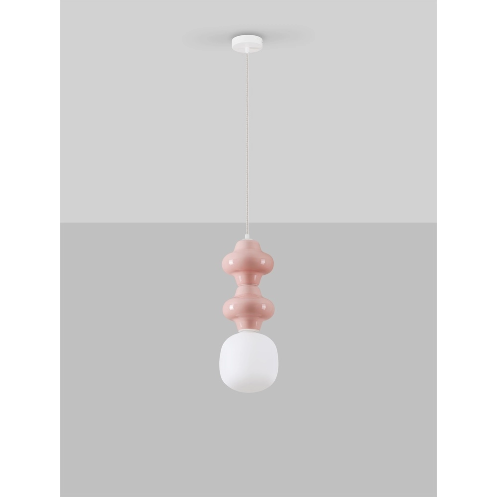 Pendelleuchte Clio M rosa Keramik mit weißem Glas Lyora 5212017461261