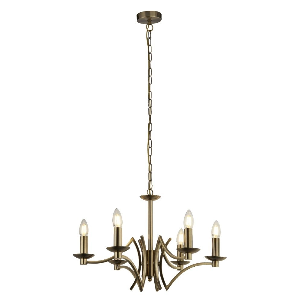 6-Licht-Kronleuchter Ascot Messingmatte