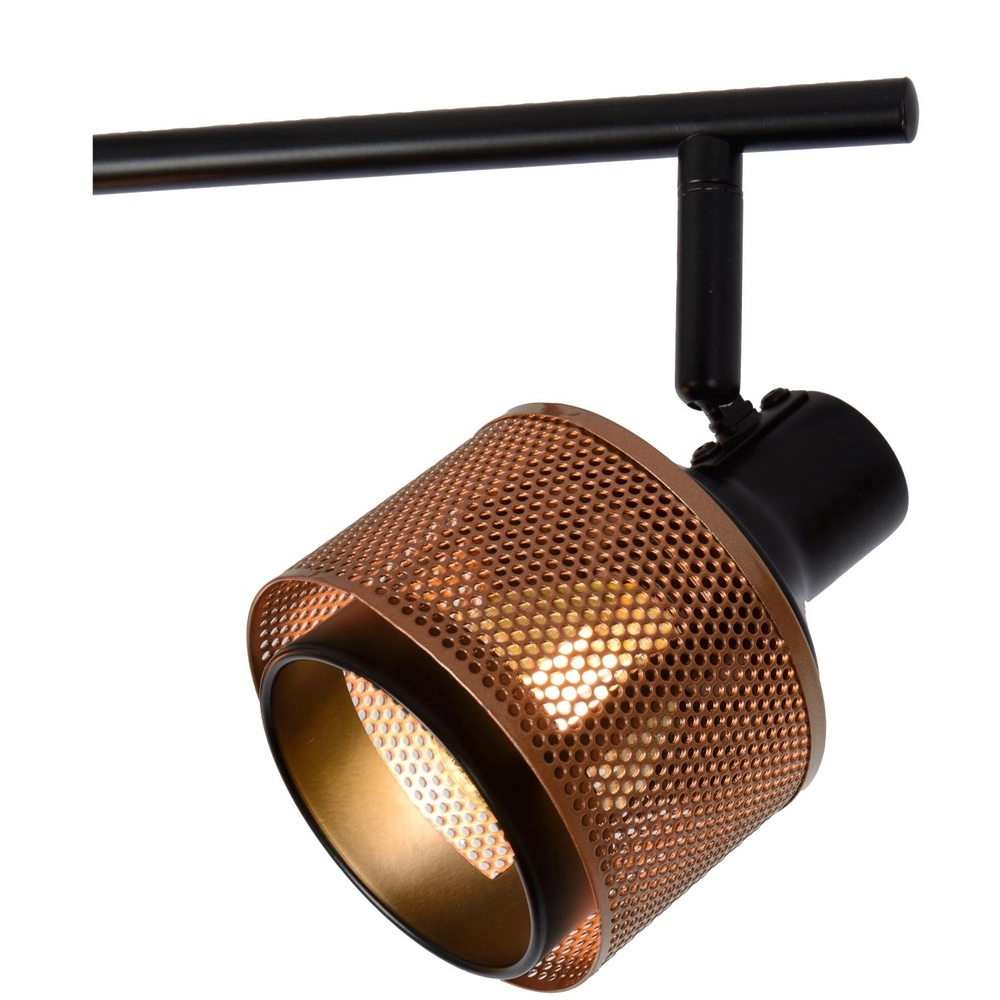 Deckenlampe Rafa 4-Licht Schwarz mit Kupfer Lucide 5411212771308