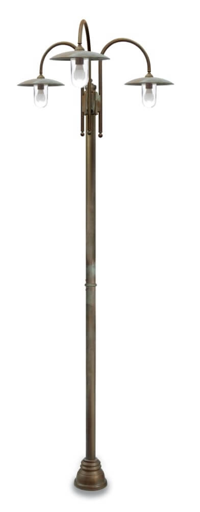 Stehlampe Transimeno XL – 3-flammig aus gealtertem Messing