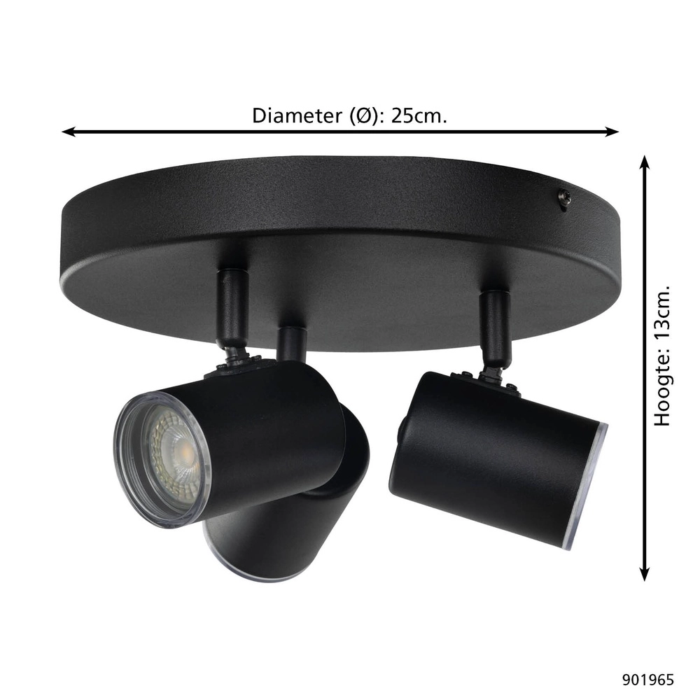 Aufputz-Spot Consuma 1 3-flammig rund schwarz Eglo 9008606355938