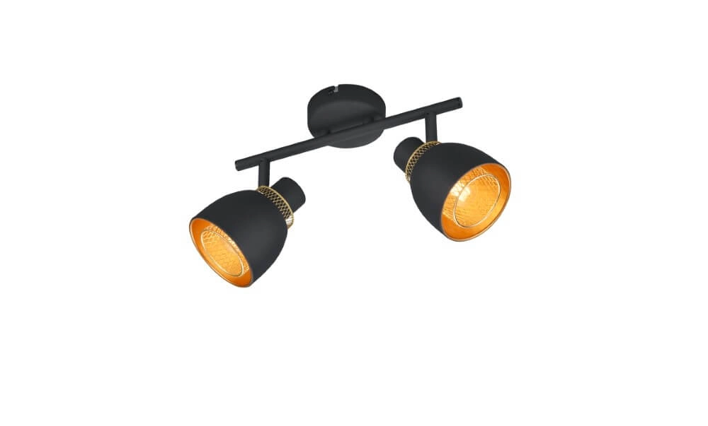 Schwarze Deckenlampe Punch 2-flammig