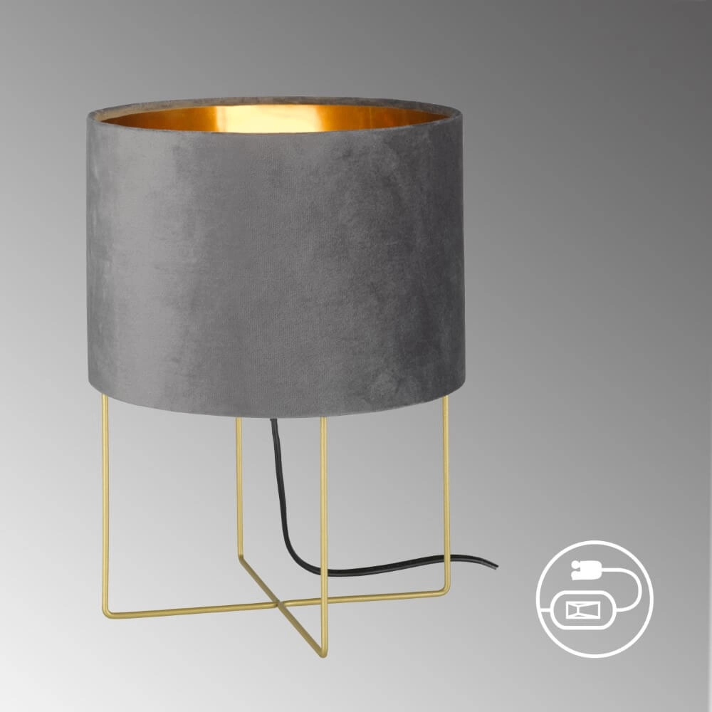 Tischlampe Aura grauer Samt Fischer & Honsel 4003694504607