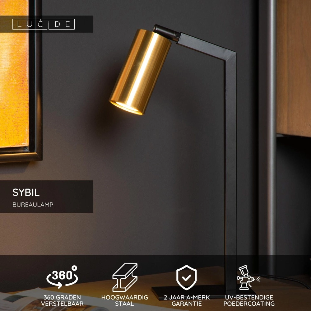 Schwarze Schreibtischlampe Sybil Konstruktion Lucide 5411212451781