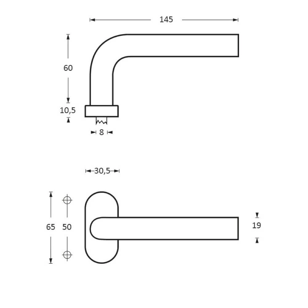 Türklinke Verkropt ovale Rosette Edelstahl Intersteel 8714186093436