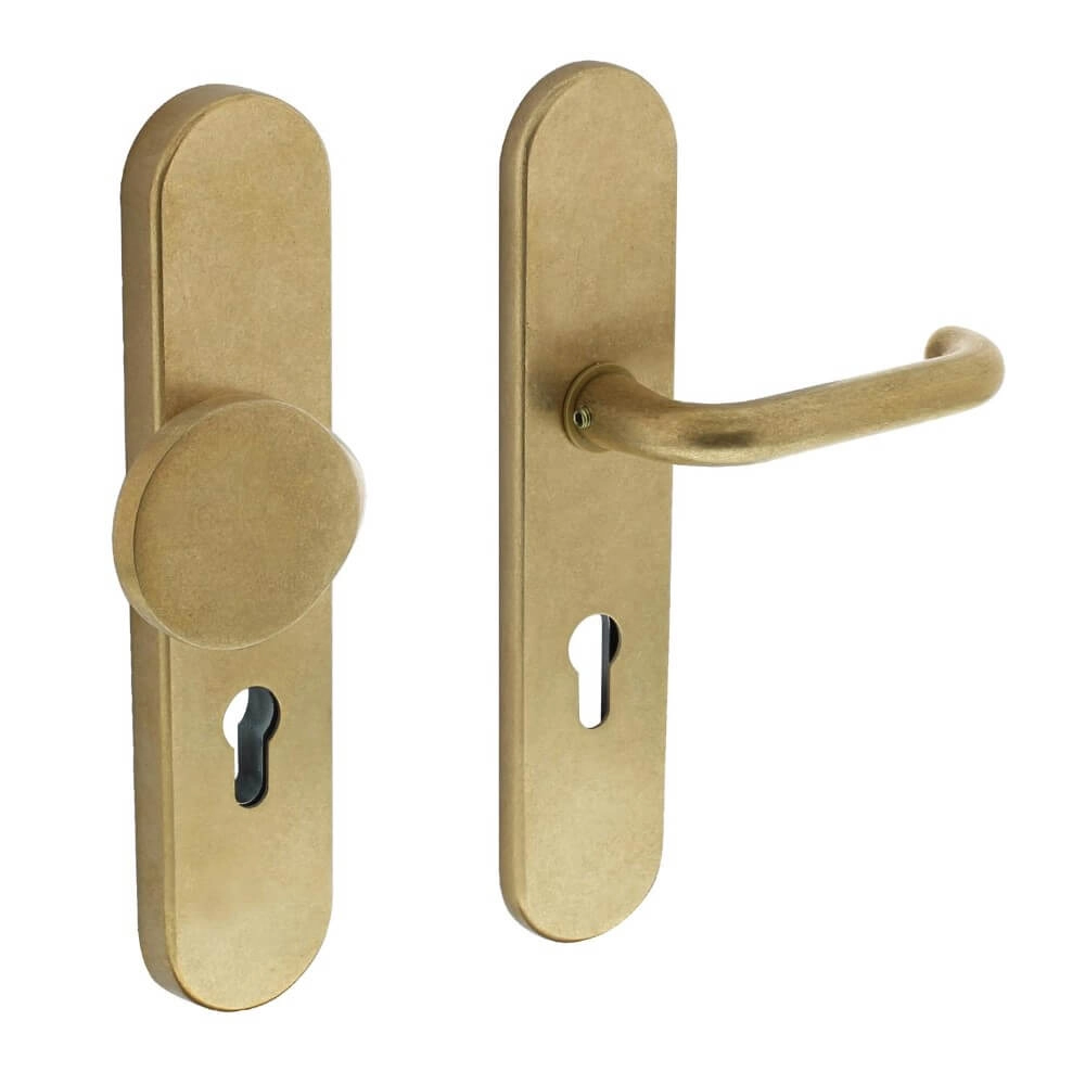 Haustürbeschläge Vurano PC72mm Messing trommelweise