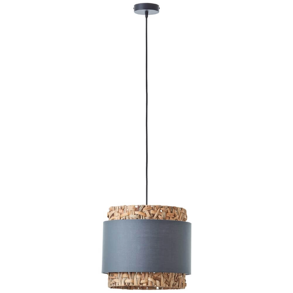 Hängelampe Waterlilly Rattan mit grauem Stoff Brilliant 4004353411878