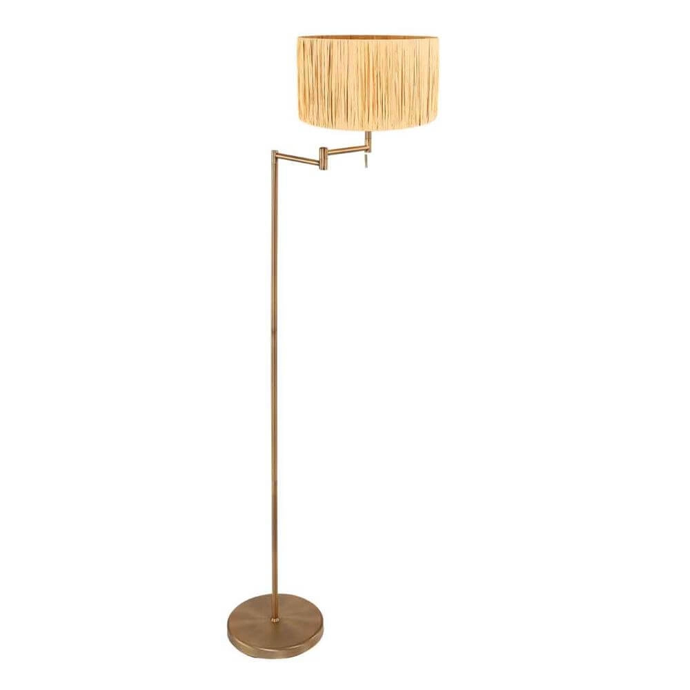 Stehlampe Bella Bronze mit strohfarbenem Schirm
