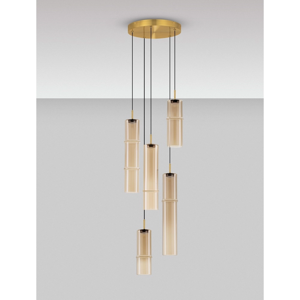 Einzigartige Pendelleuchte Sano Rundes 5-helles Gold Lyora 5212017474063