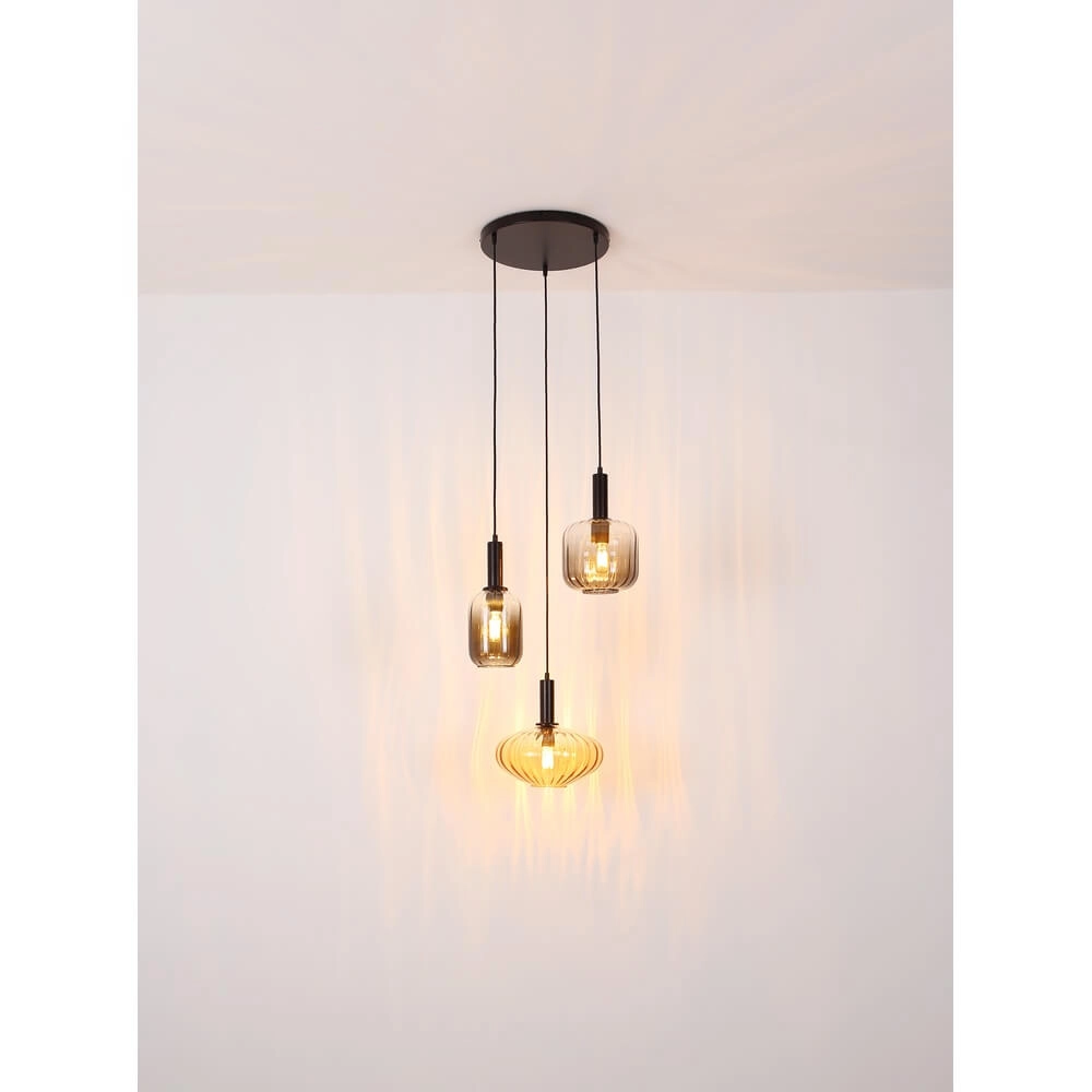 Pendelleuchte Valletta mit farbigem Glas 3-flammig Globo 9007371455867