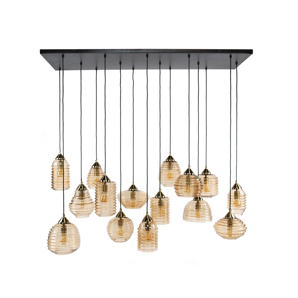 15-Licht Pendellampe Rib Geripptes Glas Lyora 8716803511132