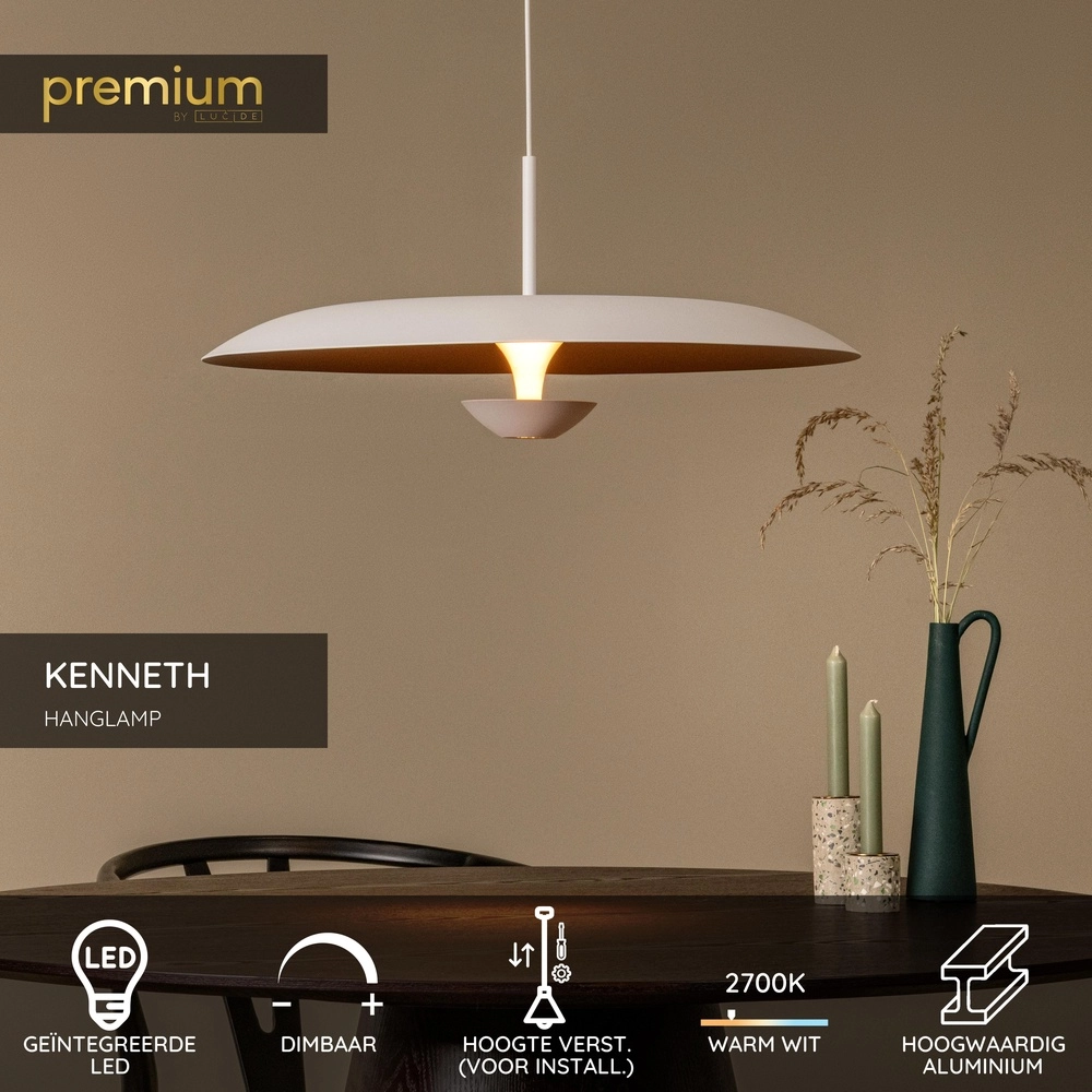 Design-Pendellampe Kenneth weiße Ø 60cm Premium by Lucide 5411212410467