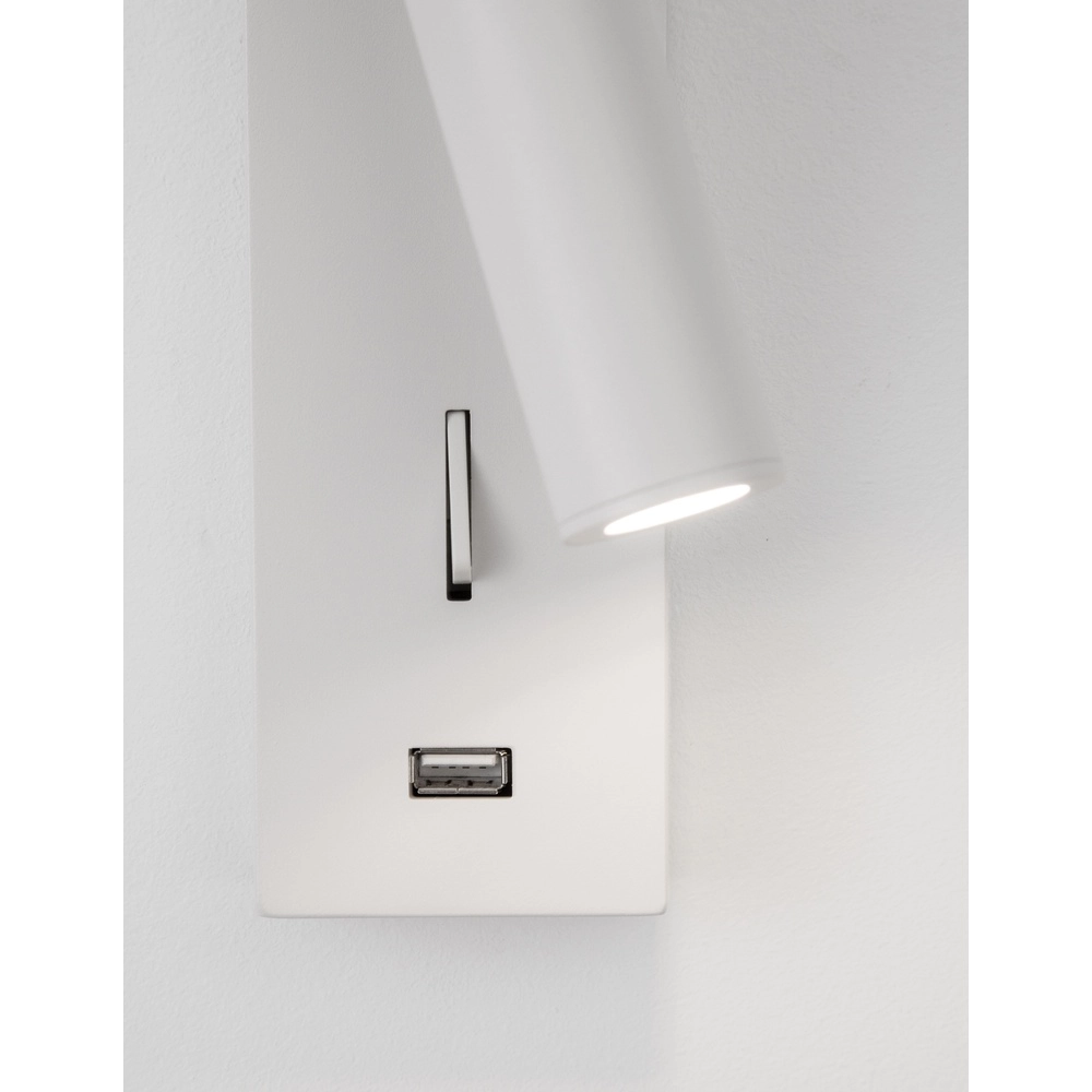 Nachttischlampe Fuse Weiß mit USB Lyora 5212017423702