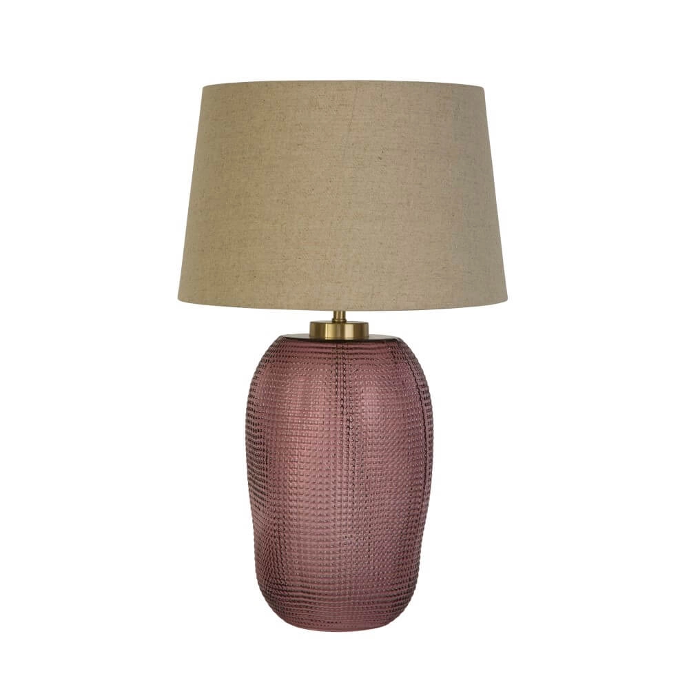 Tischlampe Amethyst rosafarbenes Glas Searchlight 5053423273648
