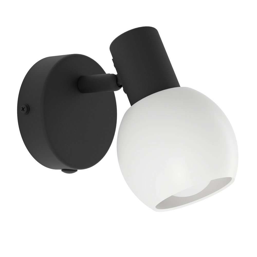 Wandlampe Castellazo Schwarz mit weißem Glas
