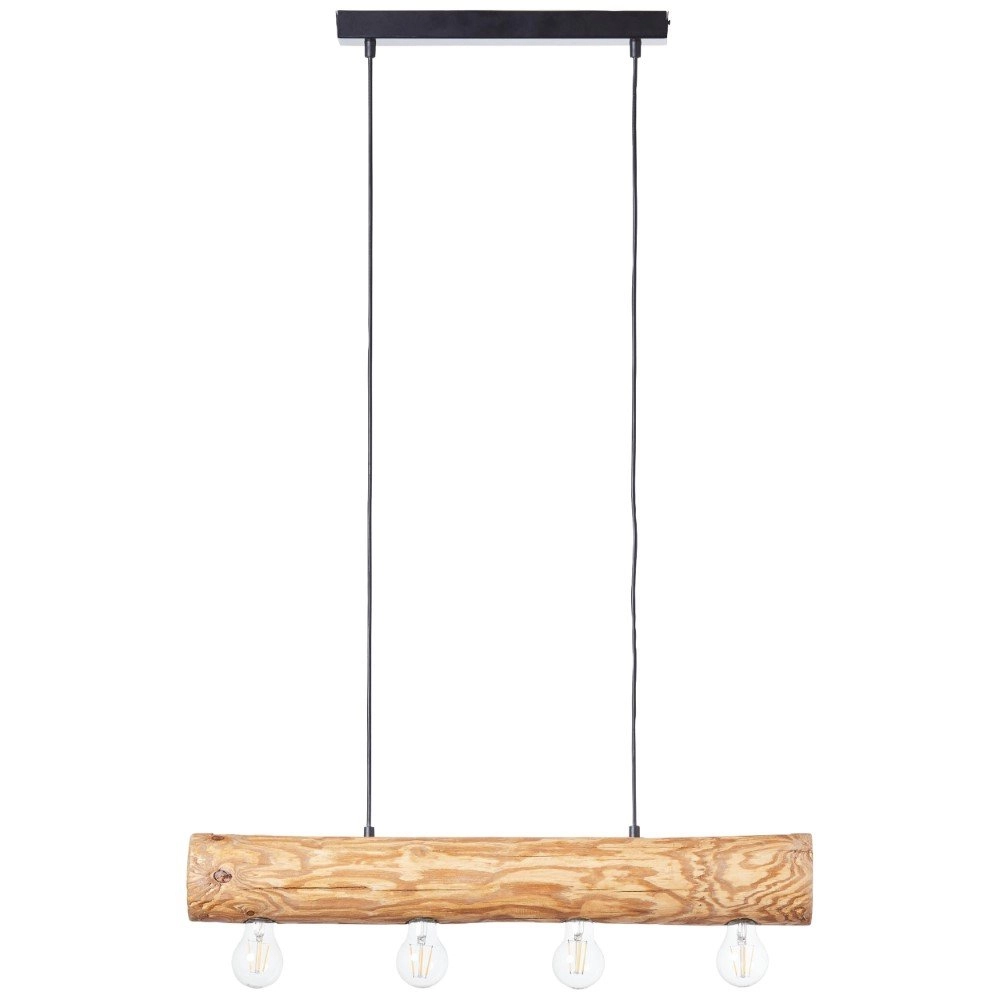 Hängelampe aus Holz Trabo 4-helles Holz mit Schwarz Brilliant 4004353393518
