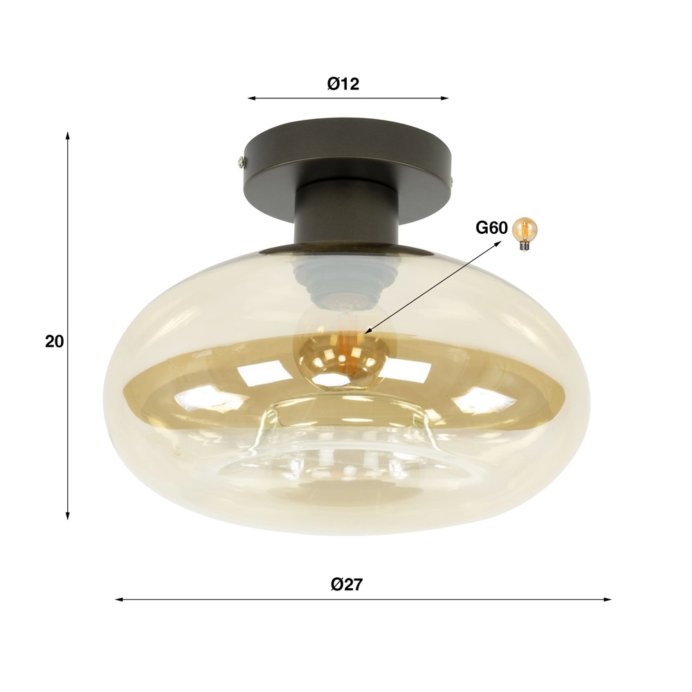 Glasdeckenlampe Soll Ø 27 cm – bernsteinfarbenes Glas Lyora 8716803510890