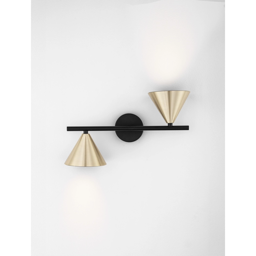 Wandleuchte Conico Doppelzimmer Schwarz mit Gold Lyora 5212017475398