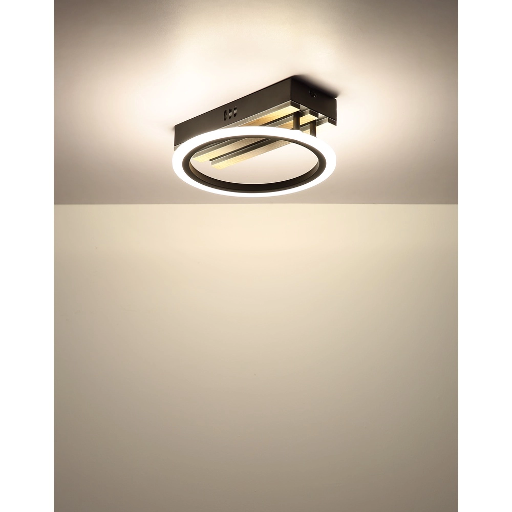 Deckenlampe Blevins Schwarz mit Holz Globo 9007371569168