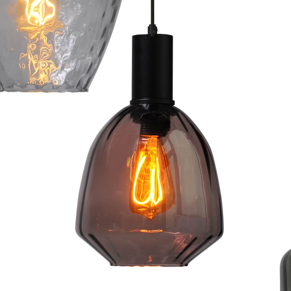 5-flammige Loft-Hängelampe - Schwarz - Porto mit verschiedenen Gläsern Masterlight 8718121271248