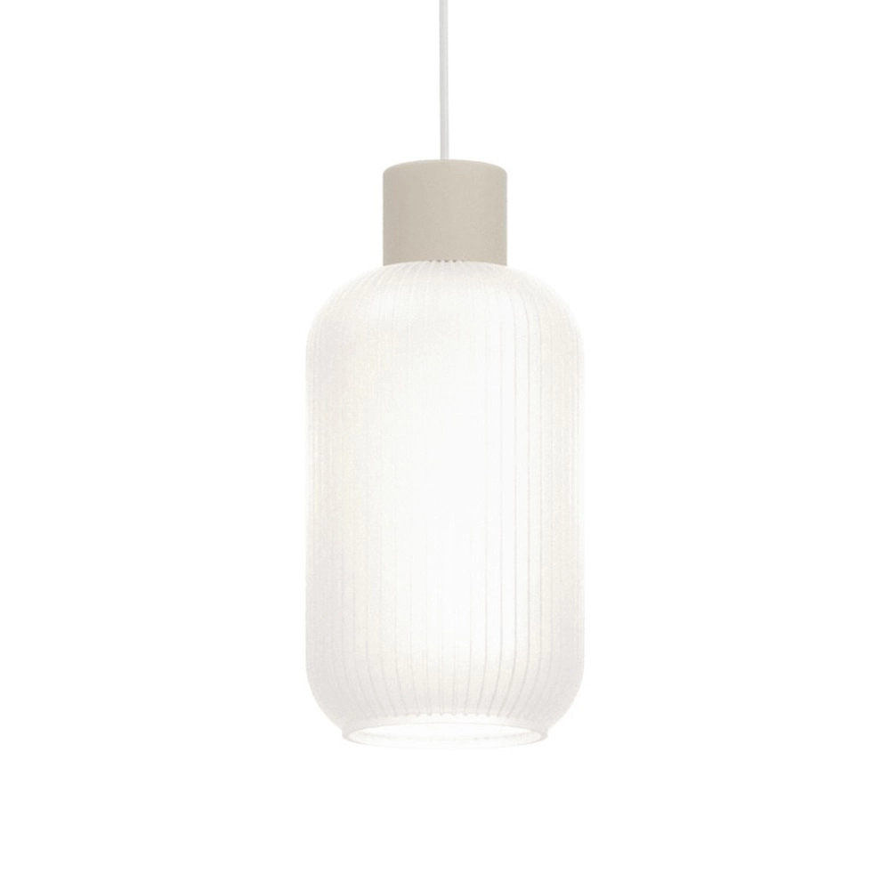 Design-Pendellampe Dasmina Sandbraun mit weißem Ø 13 cm