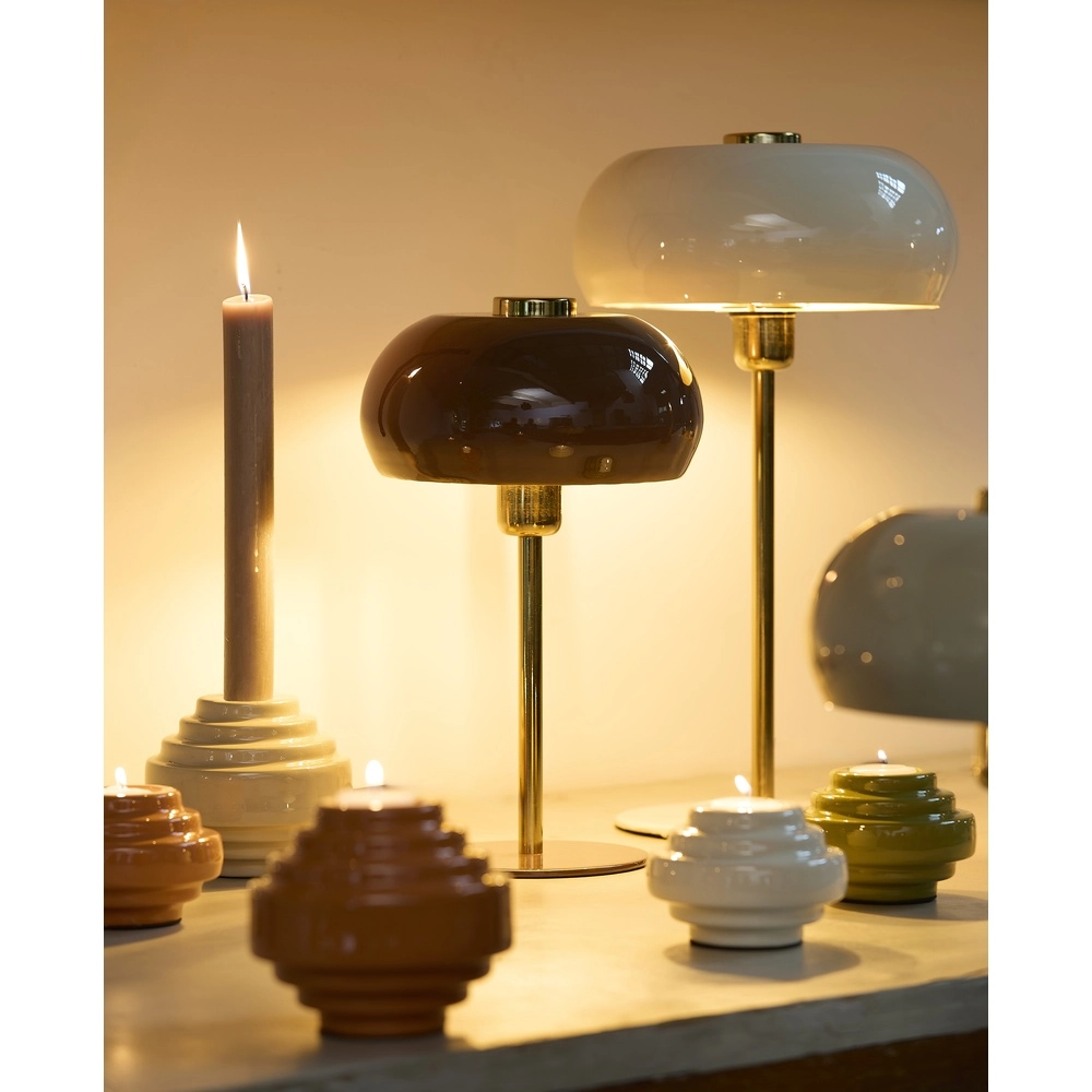 Tischlampe Surin Ø 22 cm – glänzend dunkelbraun mit Gold Light & Living 8717807740931