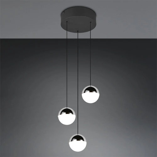 3-Licht Pendellampe Senta Rundchrom