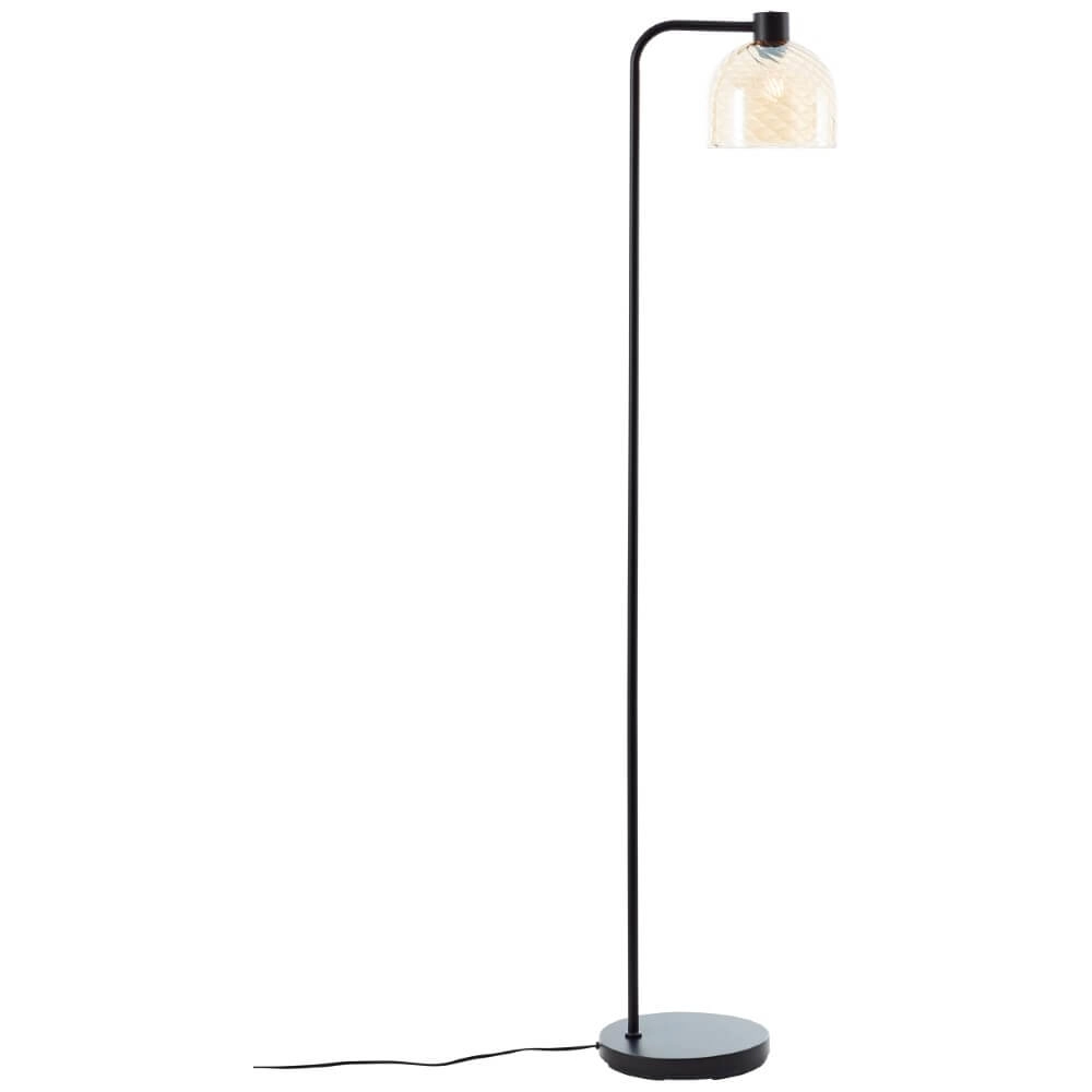 Stehlampe Casto schwarz mit bernsteinfarbenem Glas Brilliant 4004353446849