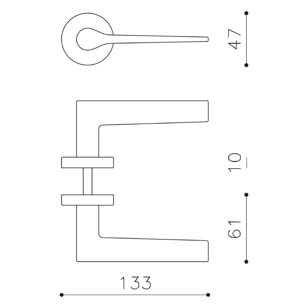 Design-Türgriff Lama auf Rosette Messingmatte Intersteel 8714186503782