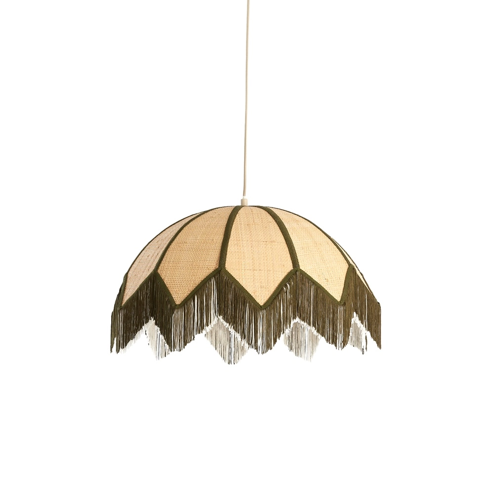 Ø 55cm Pendellampe Sulina Raffia mit Grün Light & Living 8717807762414