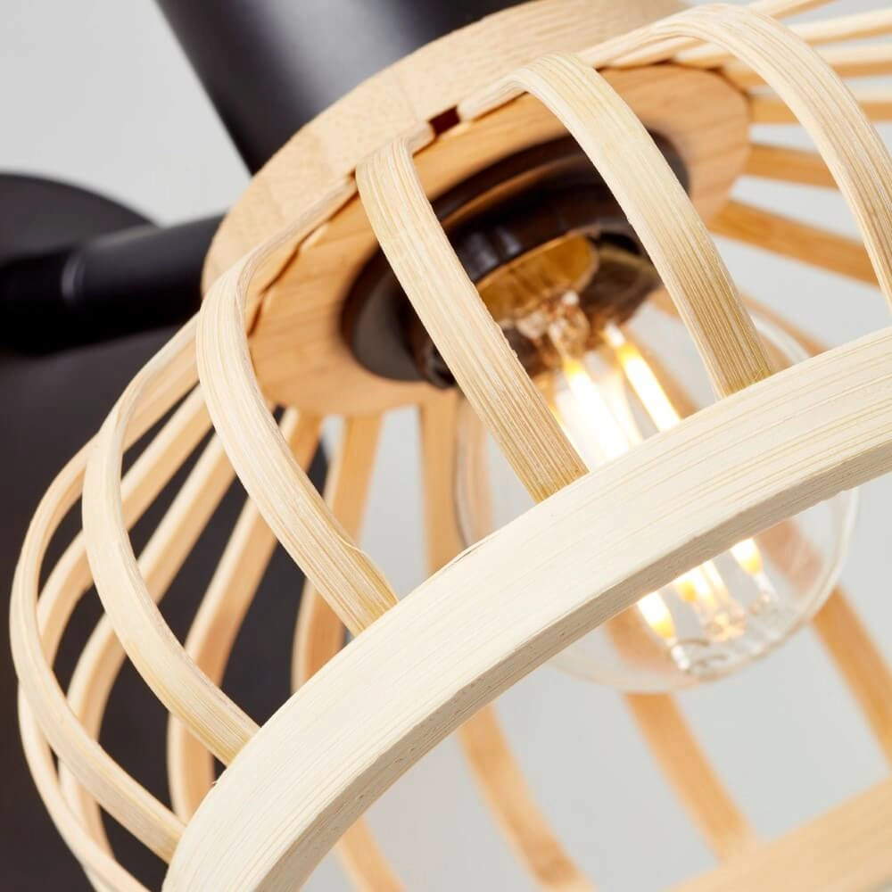 Wandlampe Norah schwarz mit Holz Brilliant 4004353409516
