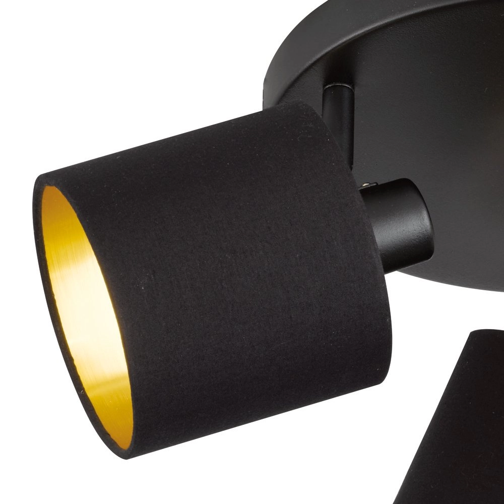 Deckenstrahler Tommy 3 Lichtschwarz mit gold Trio 4017807388961
