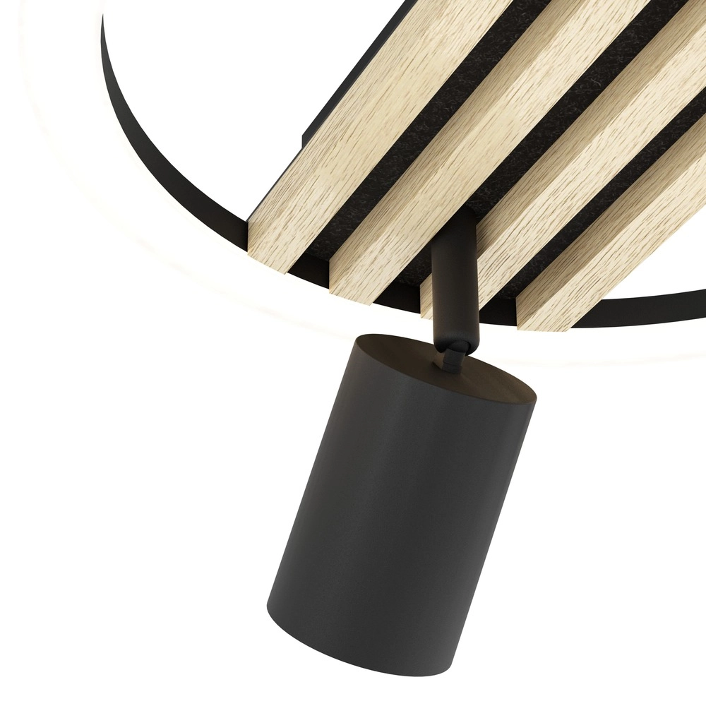 Moderne Deckenlampe Cembrano 2-helliges Schwarz mit Holz Eglo 9008606388264