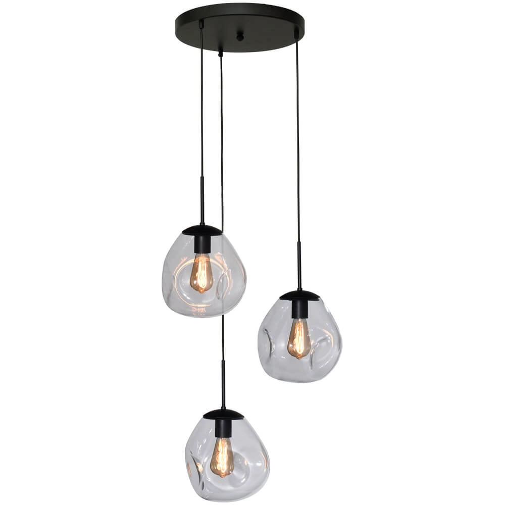 Pendelleuchte Lava 3x Klarglas Ø 24cm