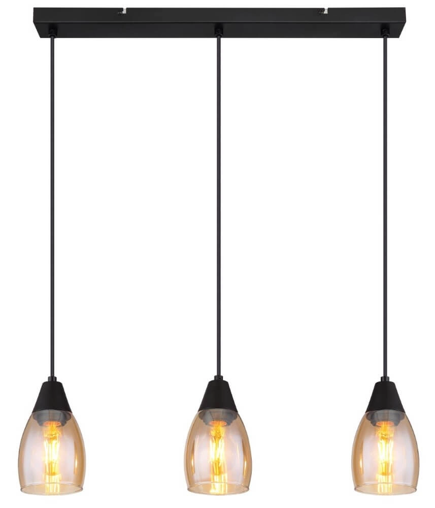Hängelampe mit 3 Leuchten Reid Bernsteinfarbenes Glas Globo 9007371438730