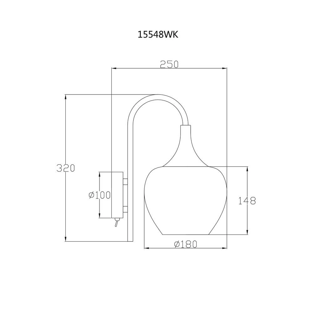 Anthrazit Wandleuchte Maxy mit weißem Glas einzeln Globo 9007371447190