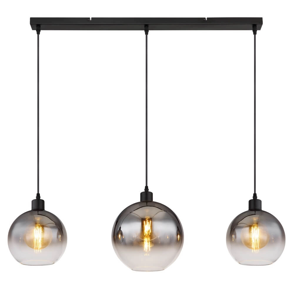 Schwarze Pendelleuchte Newcastle Sphere Rauchglas 3-flammig Globo 9007371452798