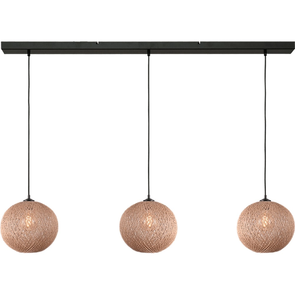 3-Licht Pendellampe Corda 130 cm Rattan Ø 30 cm