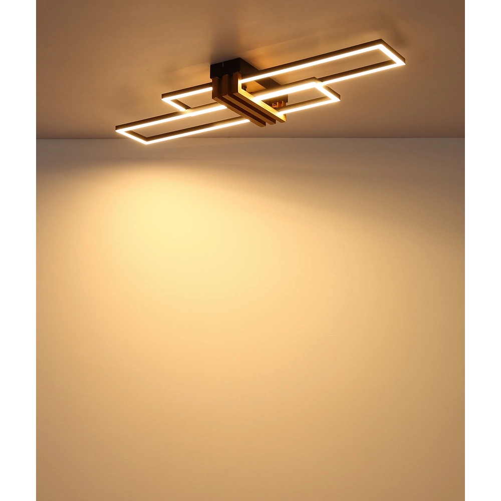 Moderne Deckenlampe Dakari I Schwarz mit Holz 80 cm Globo 9007371525782