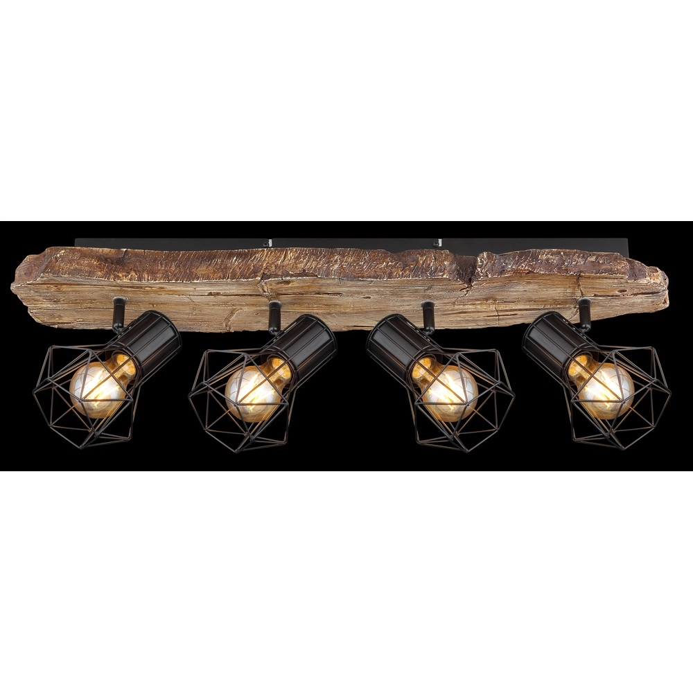 Deckenlampe Priska 4-hell schwarz mit Holz Globo 9007371430376