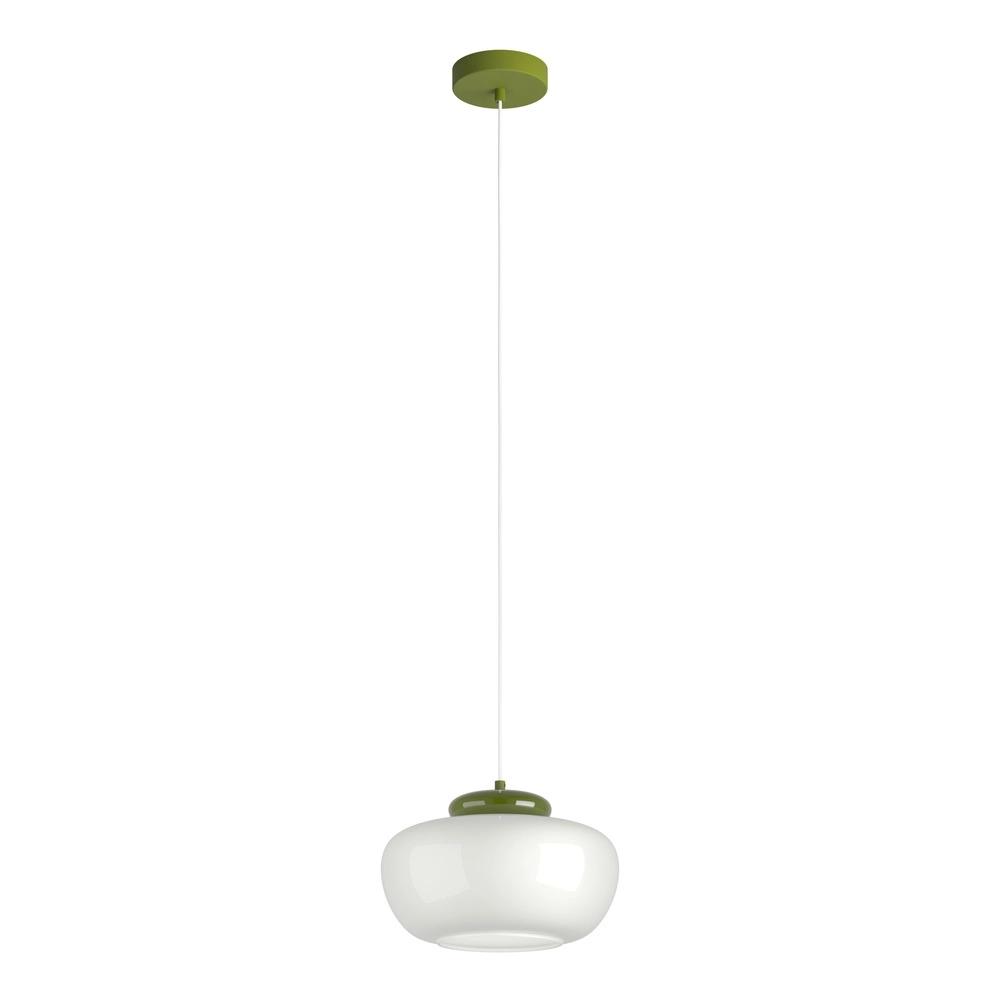 Design-Pendellampe Berardelli weiß mit grünem Ø 30 cm