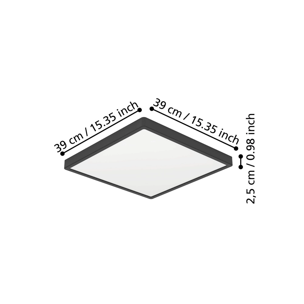 LED-Deckenlicht Fueva 6 Quadrat – Schwarz – 39x39 cm Eglo 9008606330133