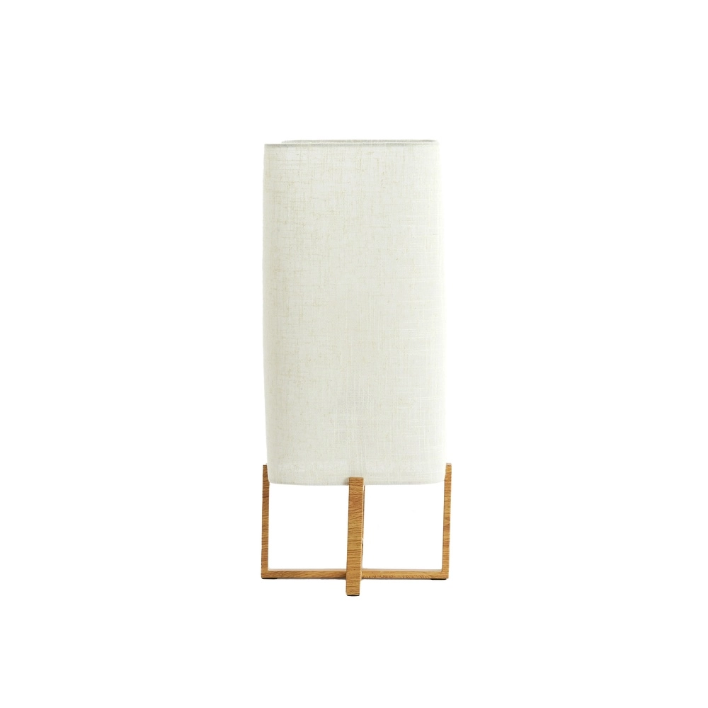 Tischlampe Wyn 50,5 cm – cremefarbenes Seil mit Holzoptik