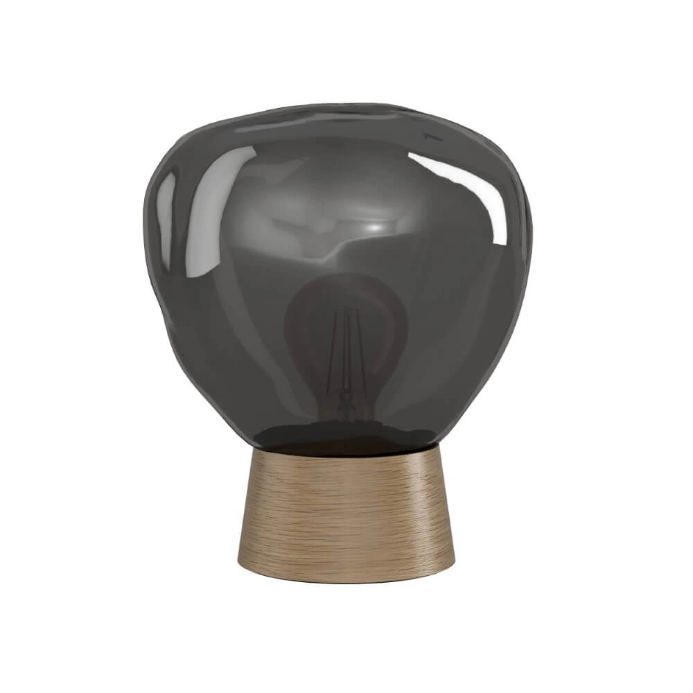 Tischlampe Magacela Holz mit Rauchglas