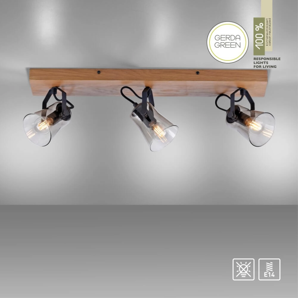 Deckenleuchte Green Langstrom Holz 3-flammig Just Light 4043689994884