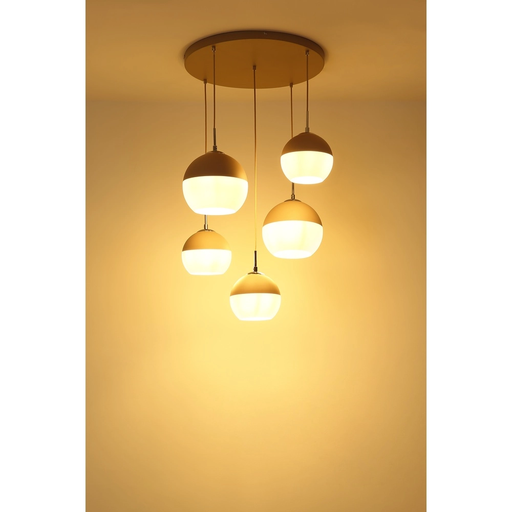 5-flammige Pendelleuchte Ragusa rund sandbraun Globo 9007371566792