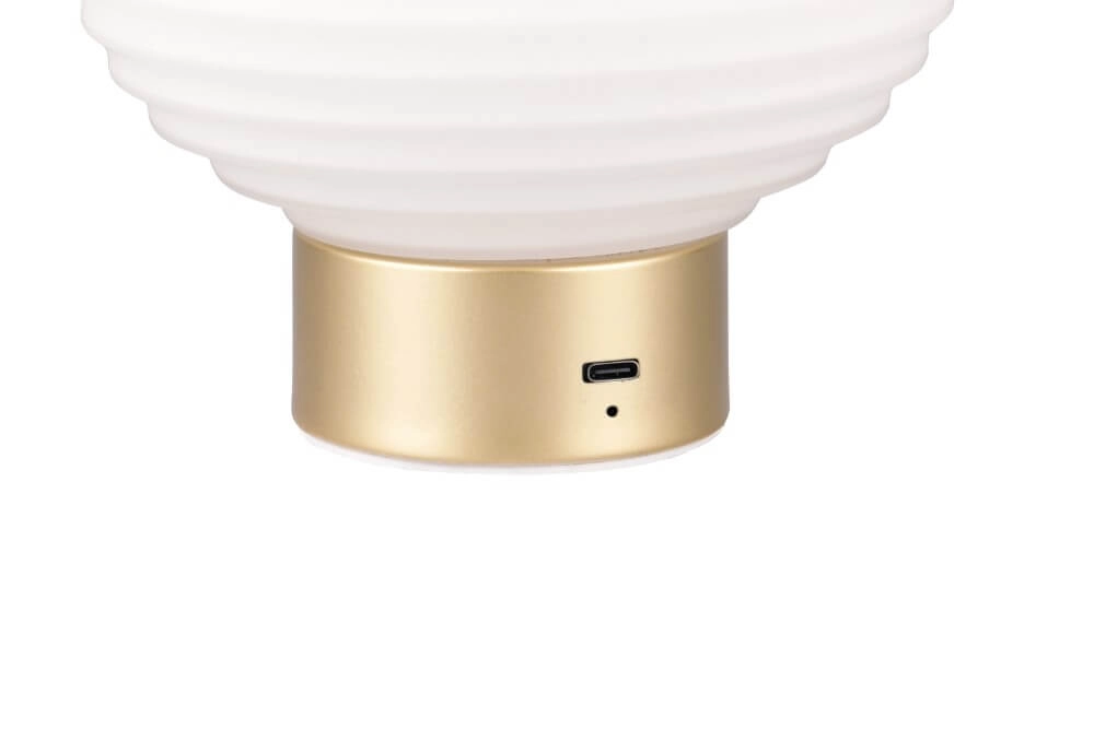 Wiederaufladbare Tischlampe Earl Gold mit weißem Glas Trio 4017807601930