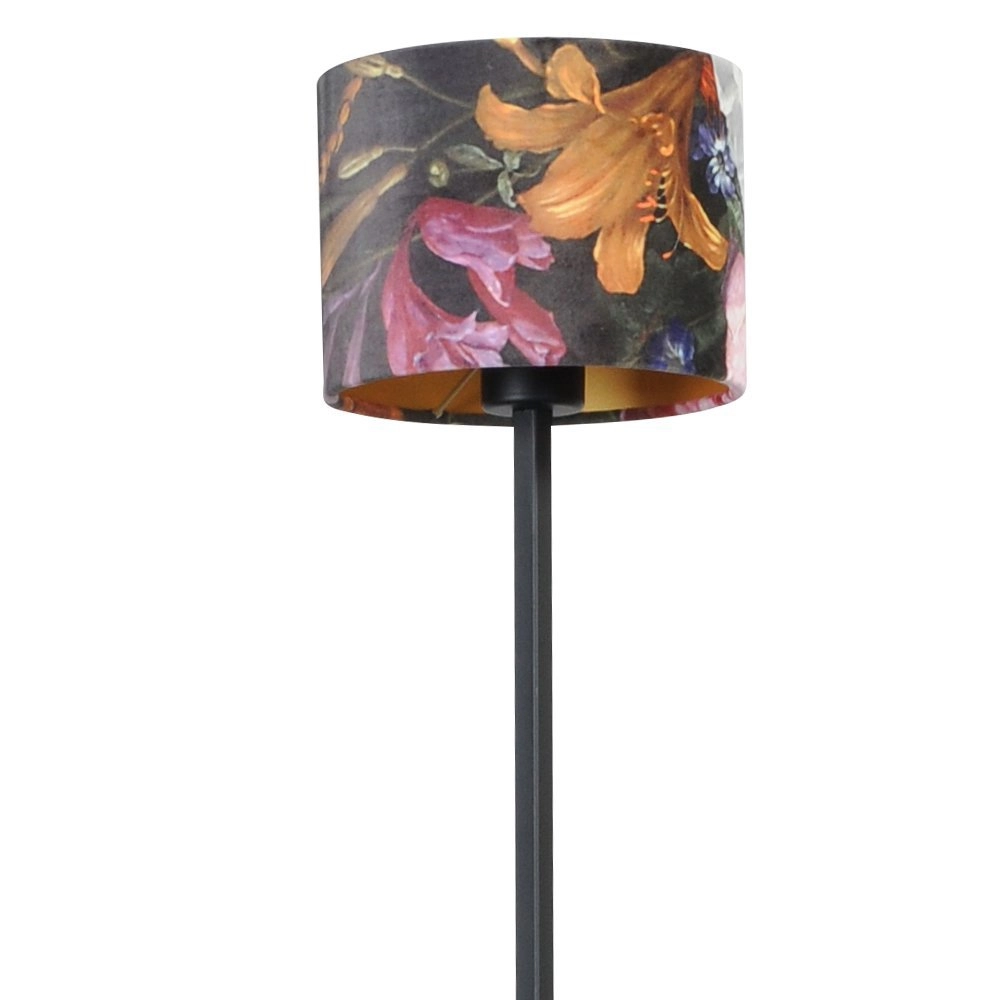 Schwarze Stehlampe Venus 175 cm mit Blumenlampenschirm Masterlight 8718121206721