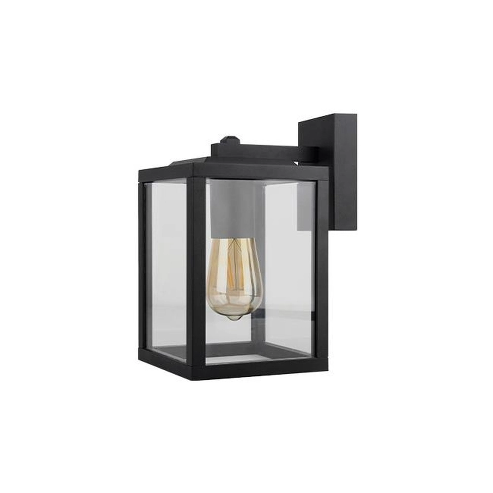Schwarze Außenlampe Lidio mit Glas