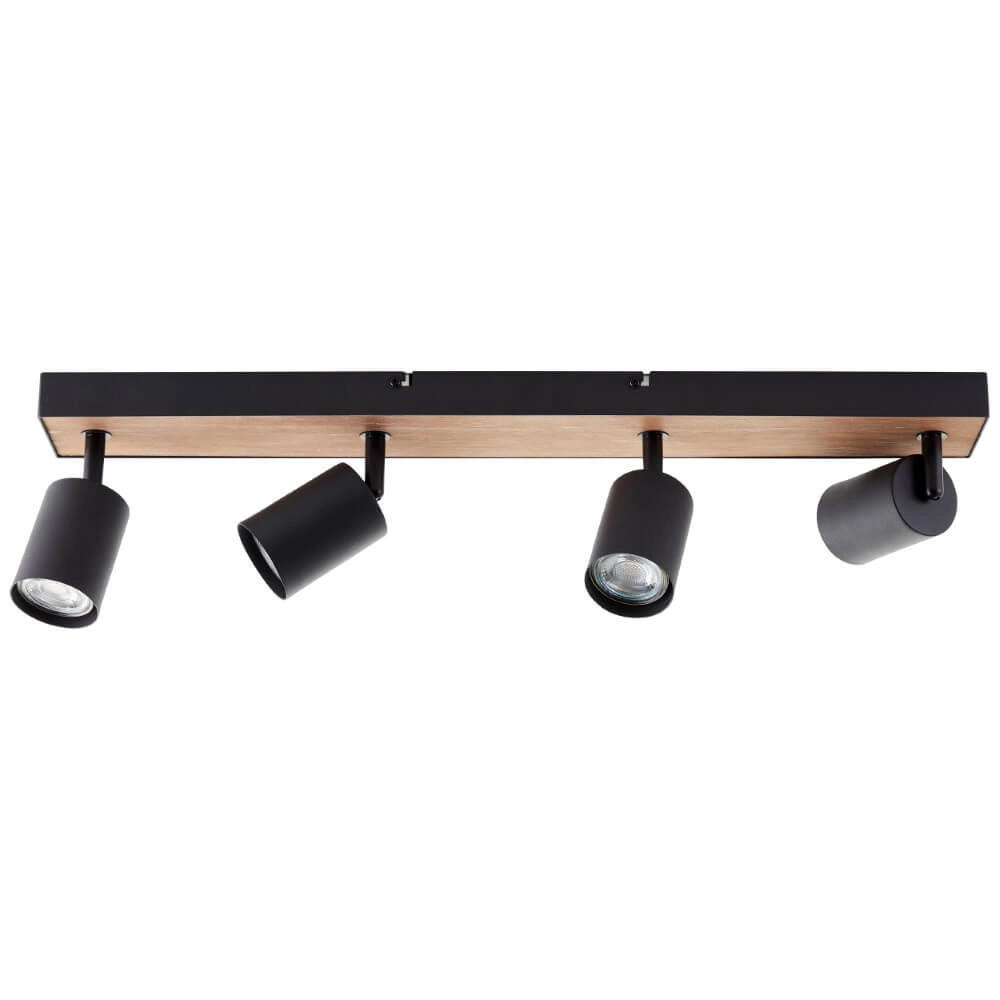 4-flammige Lampe Jello Wood schwarz mit Holz Brilliant 4004353428401